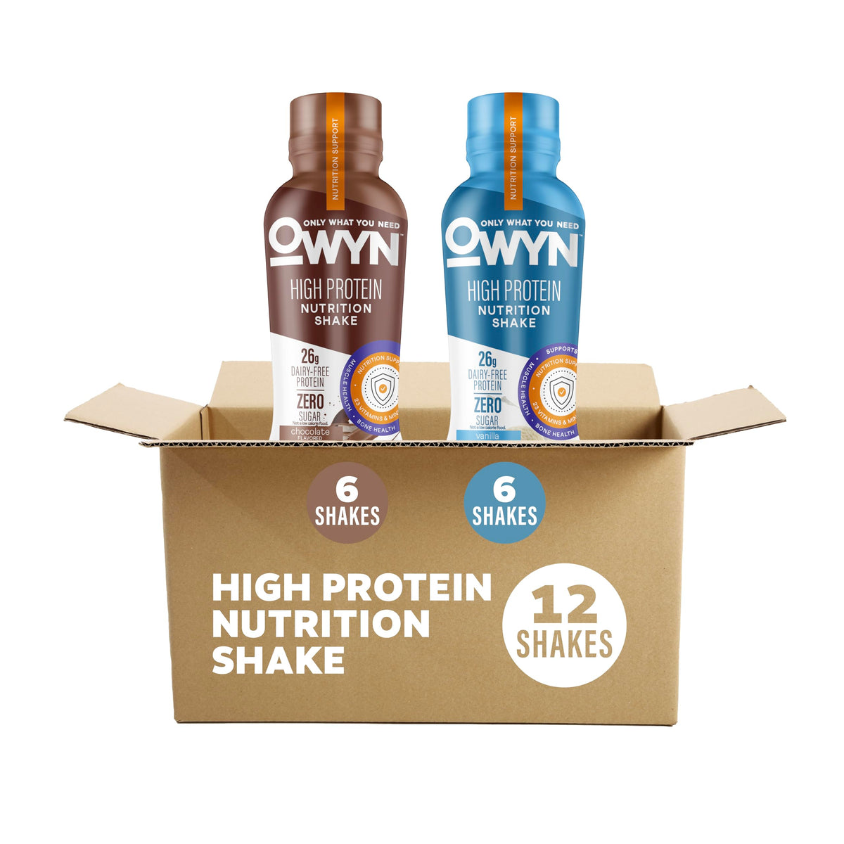 OWYN Only What You Need 26g High Protein Shake, Chocolate Flavored, 12 Ct