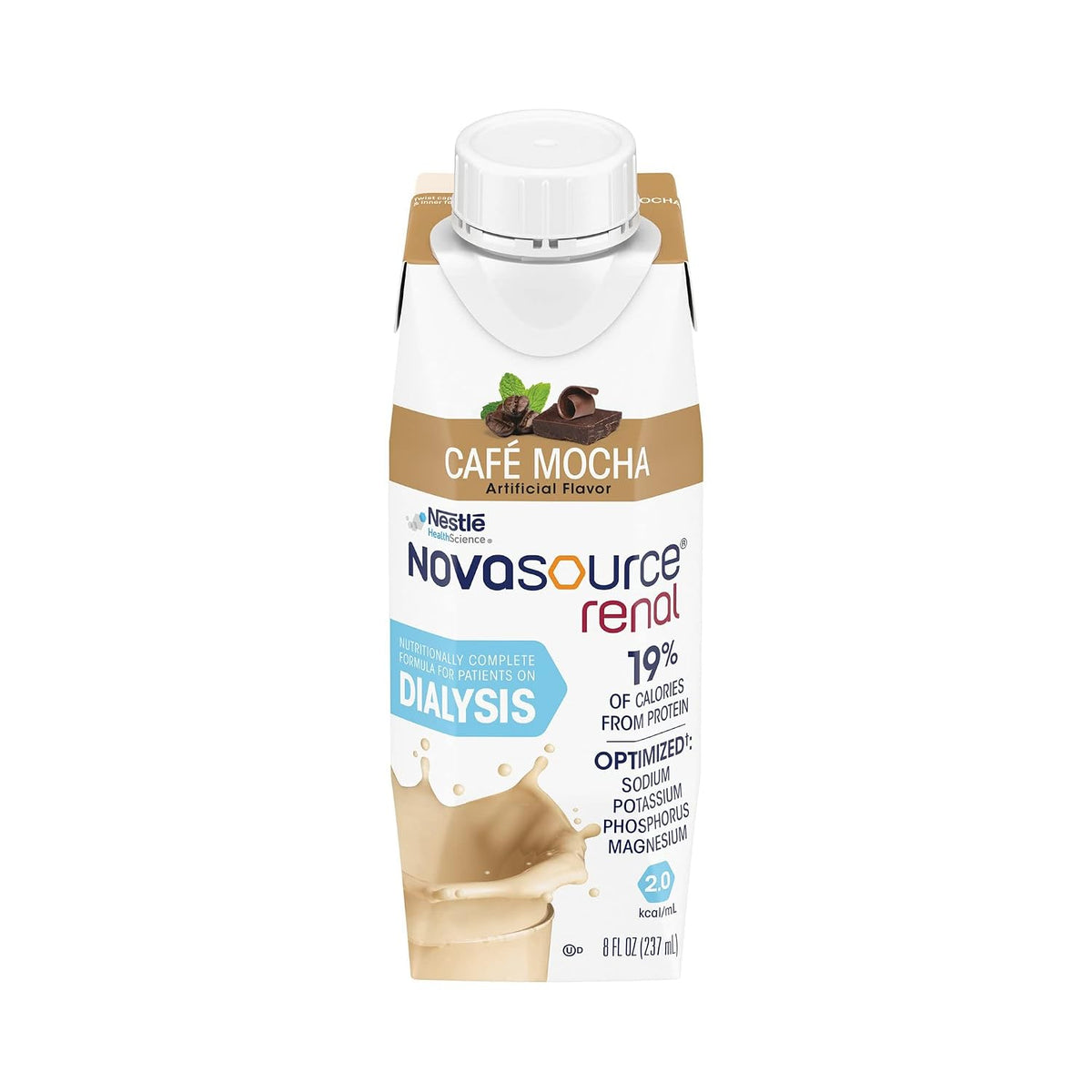 NOVASOURCE Renal Mocha Dialysis Protein Shakes, 8 Fl Oz, 24pk