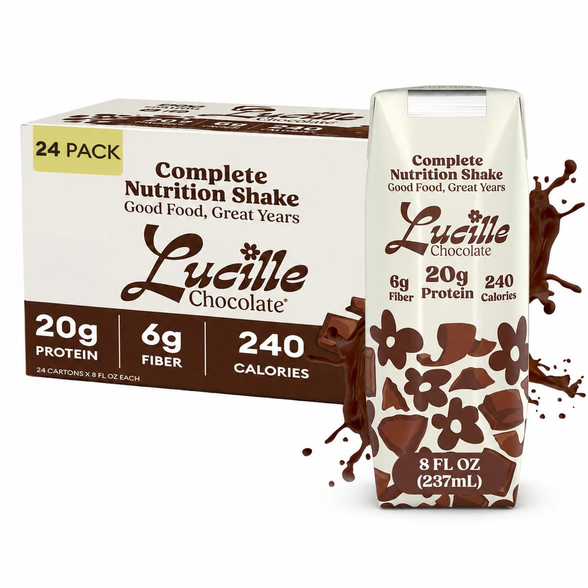 Lucille Meal Replacement Shake for Adults, Vanilla, 8 oz, 12 Pk