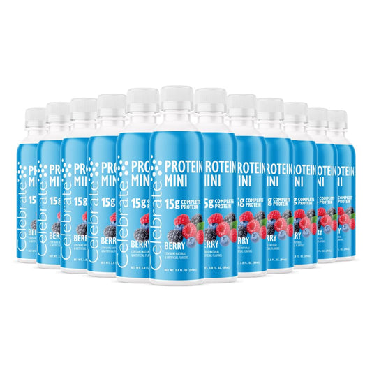 Celebrate Vitamins Mini Protein Drinks - Ready to Drink, 15g Complete Protein, BCAAs Amino Acids and Hydrolyzed Collagen - Zero Carbs, Gluten Free, Sugar Free, & Fat Free - 3 Fl Oz Each