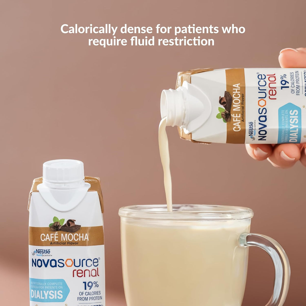 NOVASOURCE Renal Mocha Dialysis Protein Shakes, 8 Fl Oz, 24pk