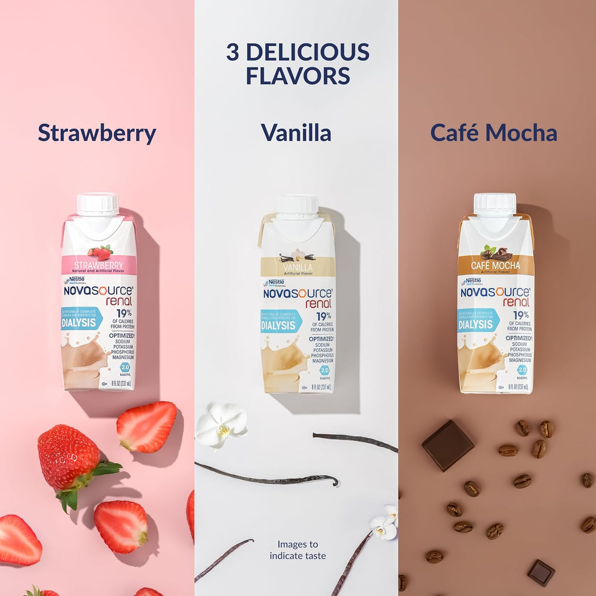 NOVASOURCE Renal Mocha Dialysis Protein Shakes, 8 Fl Oz, 24pk