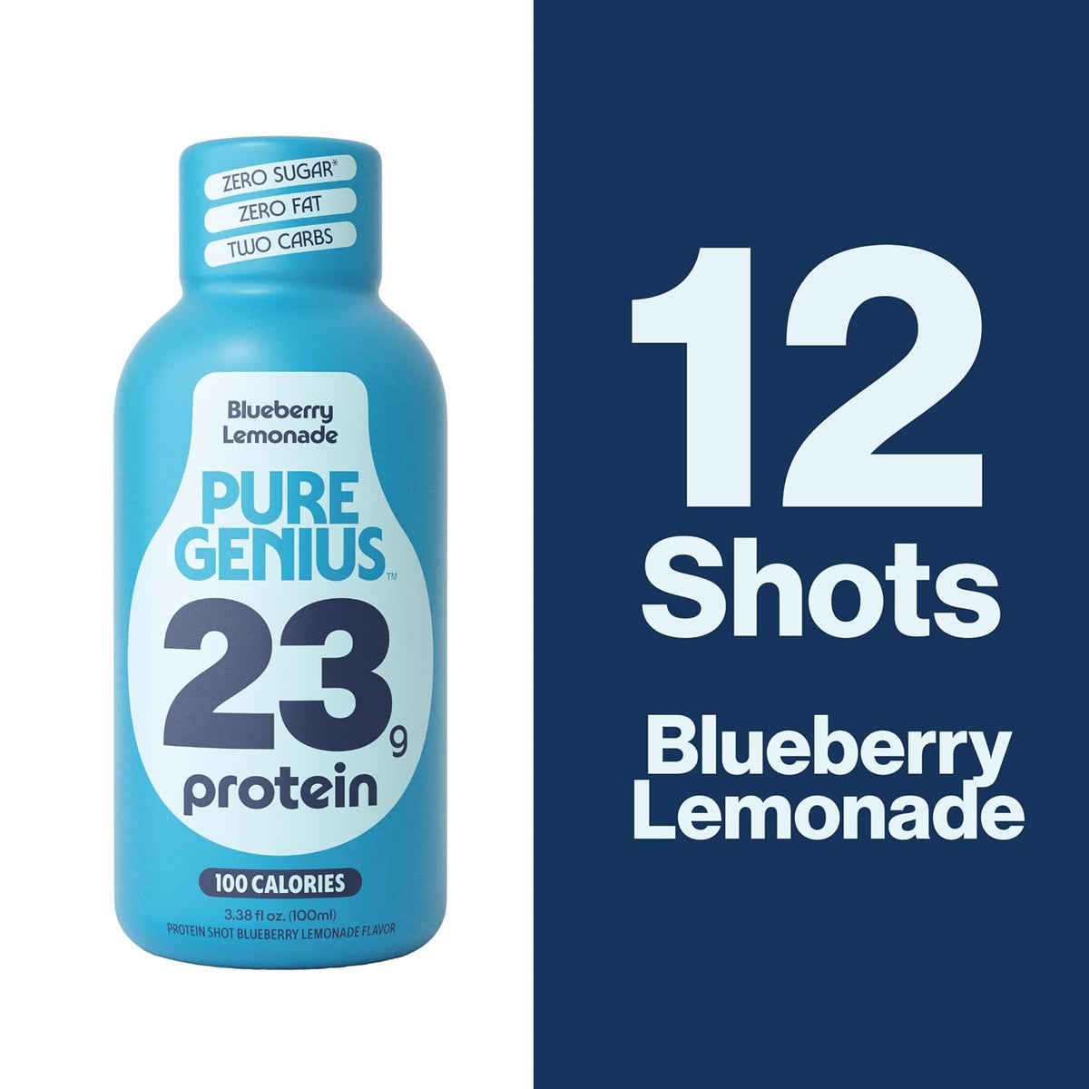 Pure Genius 23g Protein Shot | 100 Calories, No Sugar, No Fat | 12 Shots