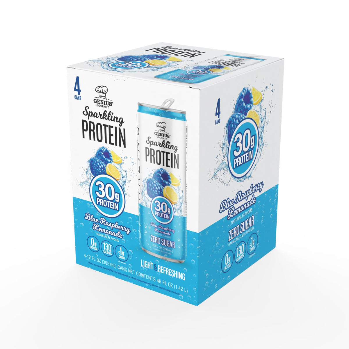 Genius Gourmet Clear Protein Sparkling Water Fruit Punch, 12 Pack