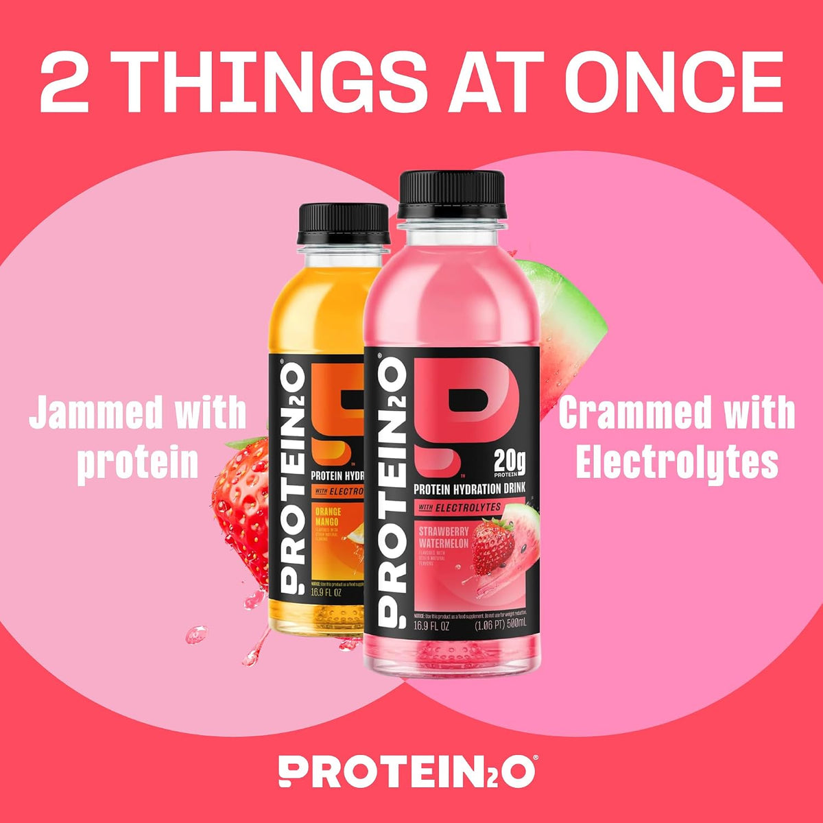 Protein2o 2-in-1 Clear Whey Protein & Electrolyte Beverage, 20g Protein, Gluten-Free, Keto, 16.9 fl oz Bottles (12 Count Variety Pack)