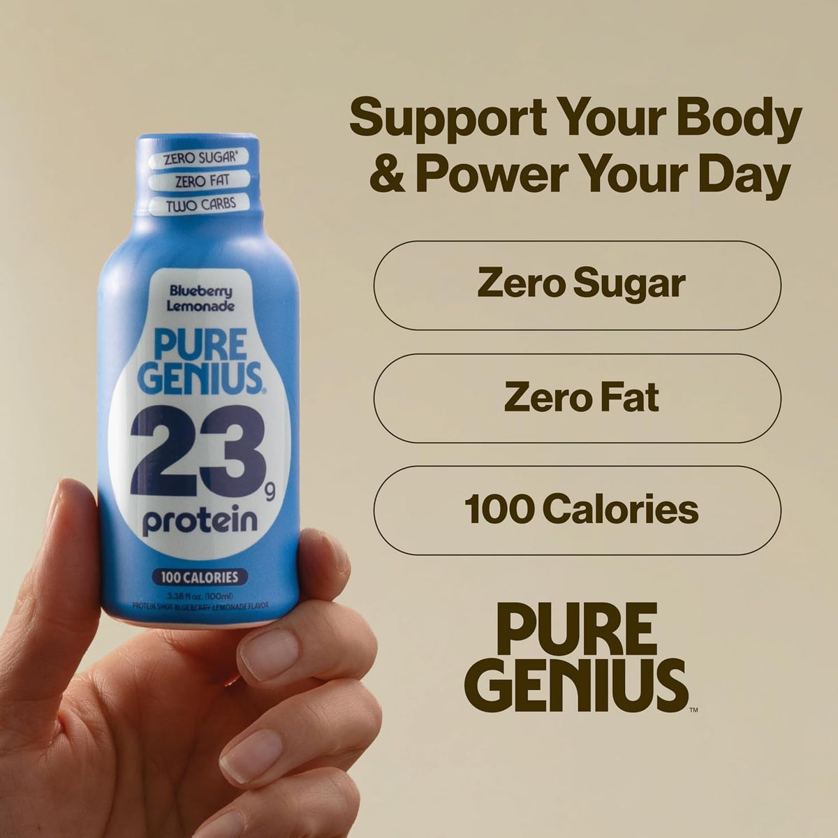 Pure Genius 23g Protein Shot | 100 Calories, No Sugar, No Fat | 12 Shots