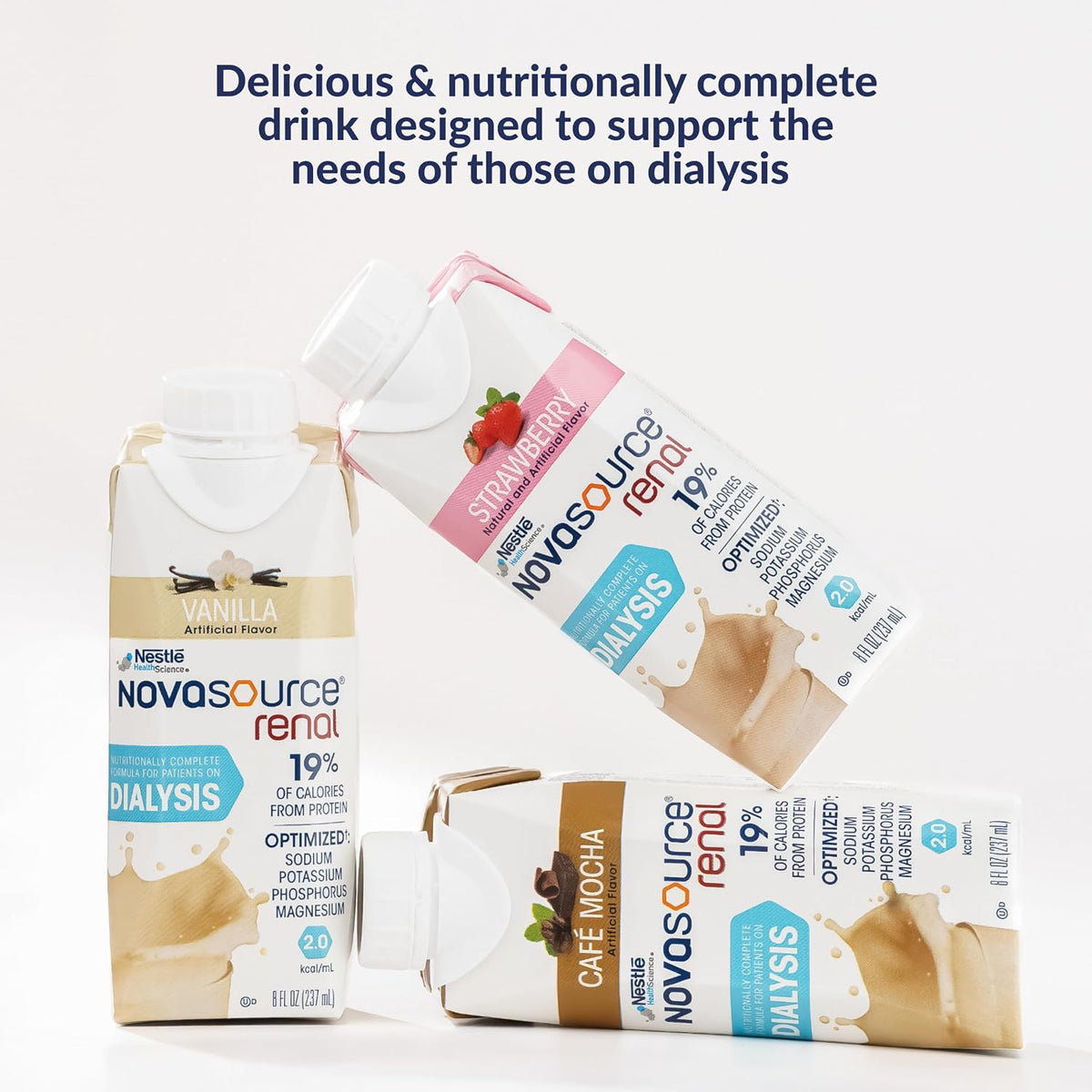 NOVASOURCE Renal Mocha Dialysis Protein Shakes, 8 Fl Oz, 24pk