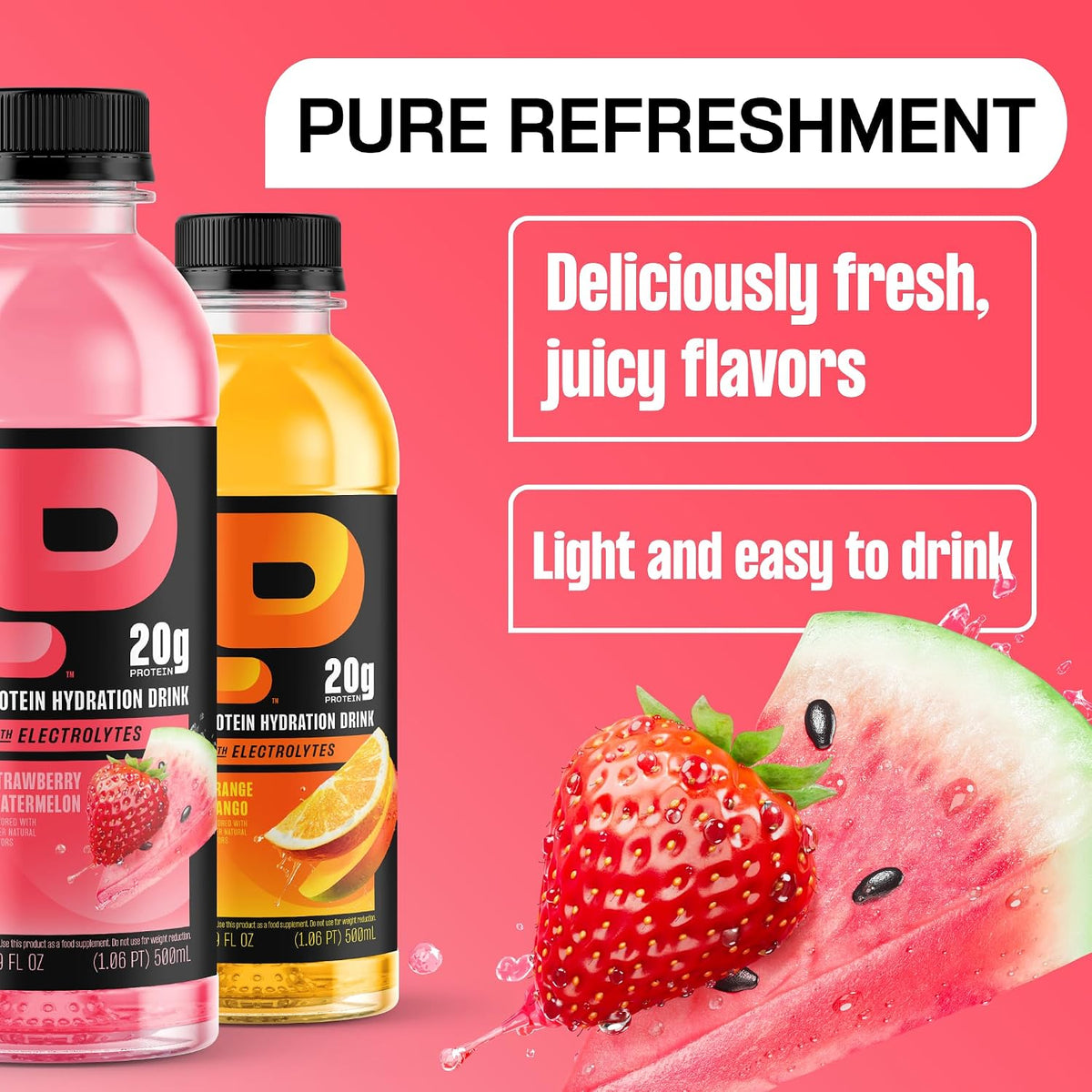 Protein2o 2-in-1 Clear Whey Protein & Electrolyte Beverage, 20g Protein, Gluten-Free, Keto, 16.9 fl oz Bottles (12 Count Variety Pack)