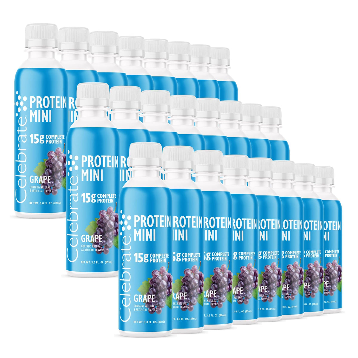 Celebrate Vitamins Mini Protein Drinks - Ready to Drink, 15g Complete Protein, BCAAs Amino Acids and Hydrolyzed Collagen - Zero Carbs, Gluten Free, Sugar Free, & Fat Free - 3 Fl Oz Each