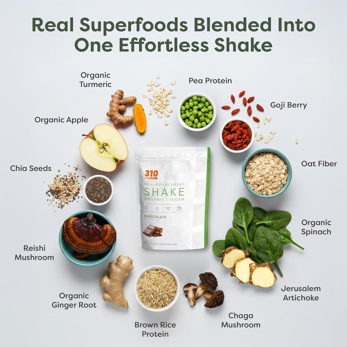 310 Nutrition Organic All-In-One Meal Replacement Shake Powder - Chocolate
