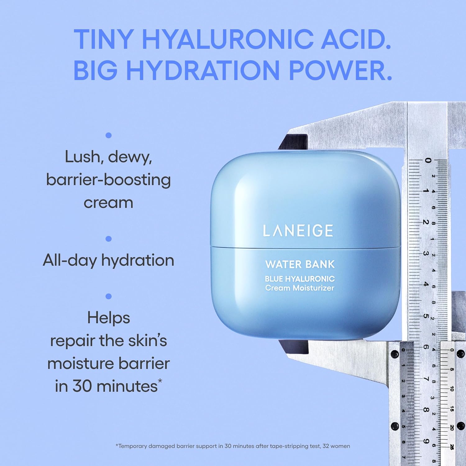LANEIGE Water Bank Blue Hyaluronic Cream Moisturizer: Hydrating Korean Face Cream with Squalane & Ceramide for Skin Barrier Support, Dermatologist-Tested