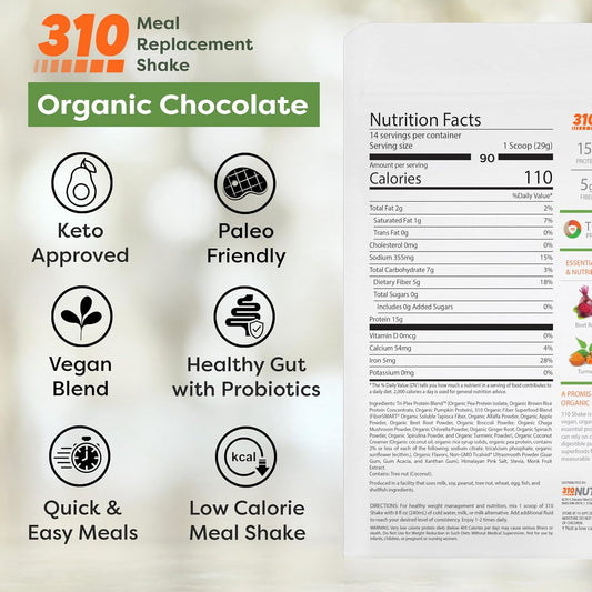 310 Nutrition Organic All-In-One Meal Replacement Shake Powder - Chocolate