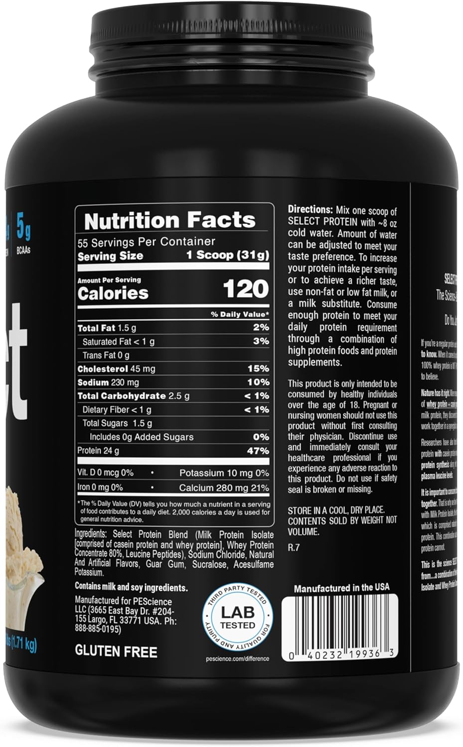 PEScience Select Protein Powder, Gourmet Vanilla, 55 Servings